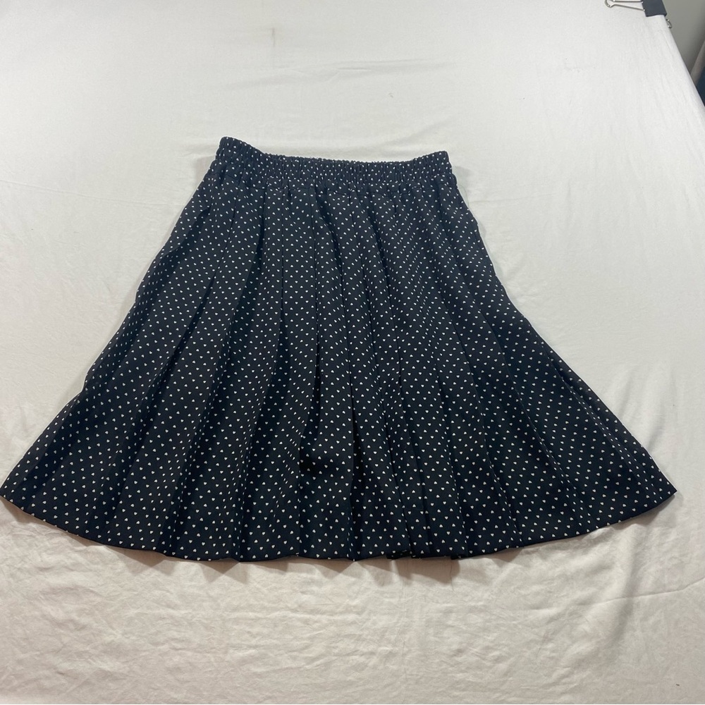 Black Polka Dot Skirt A line Women 4 Elastic waist
